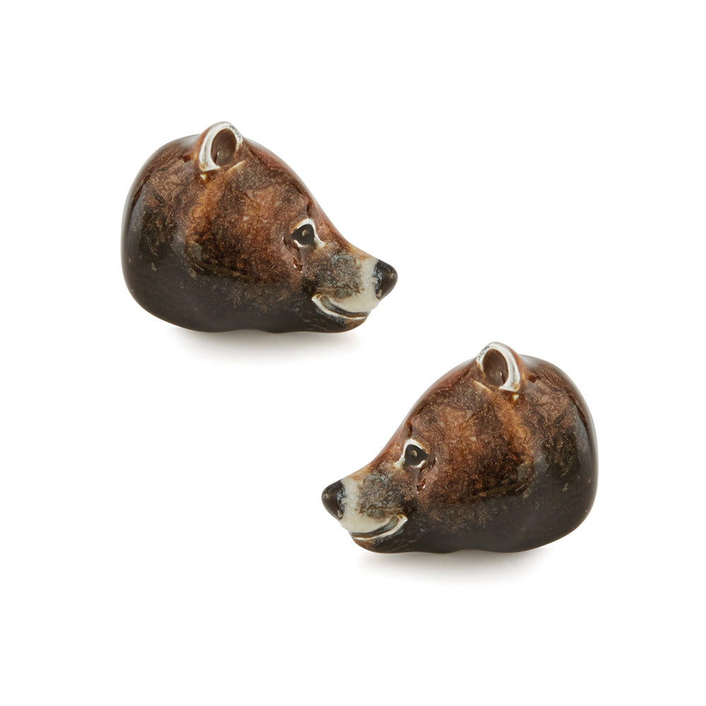 Saturno Silver & Enamelled Bear Cufflinks