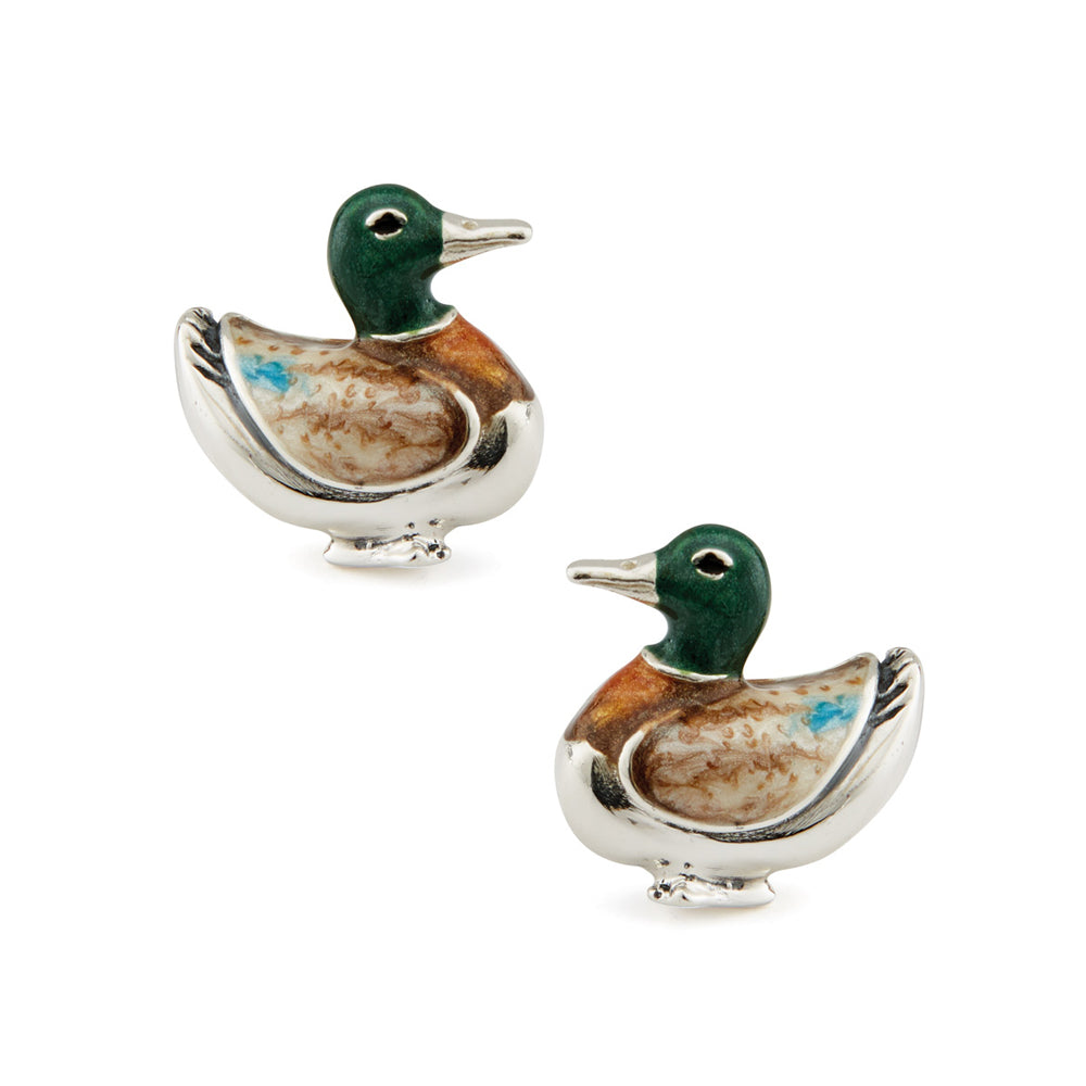 Saturno Silver & Enamelled Duck Cufflinks
