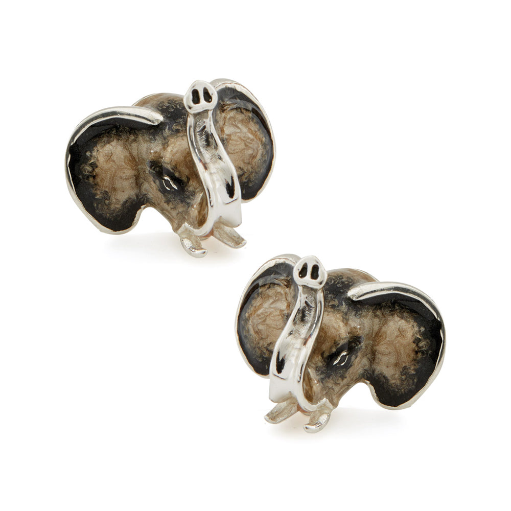 Saturno Silver & Enamelled Elephant Cufflinks