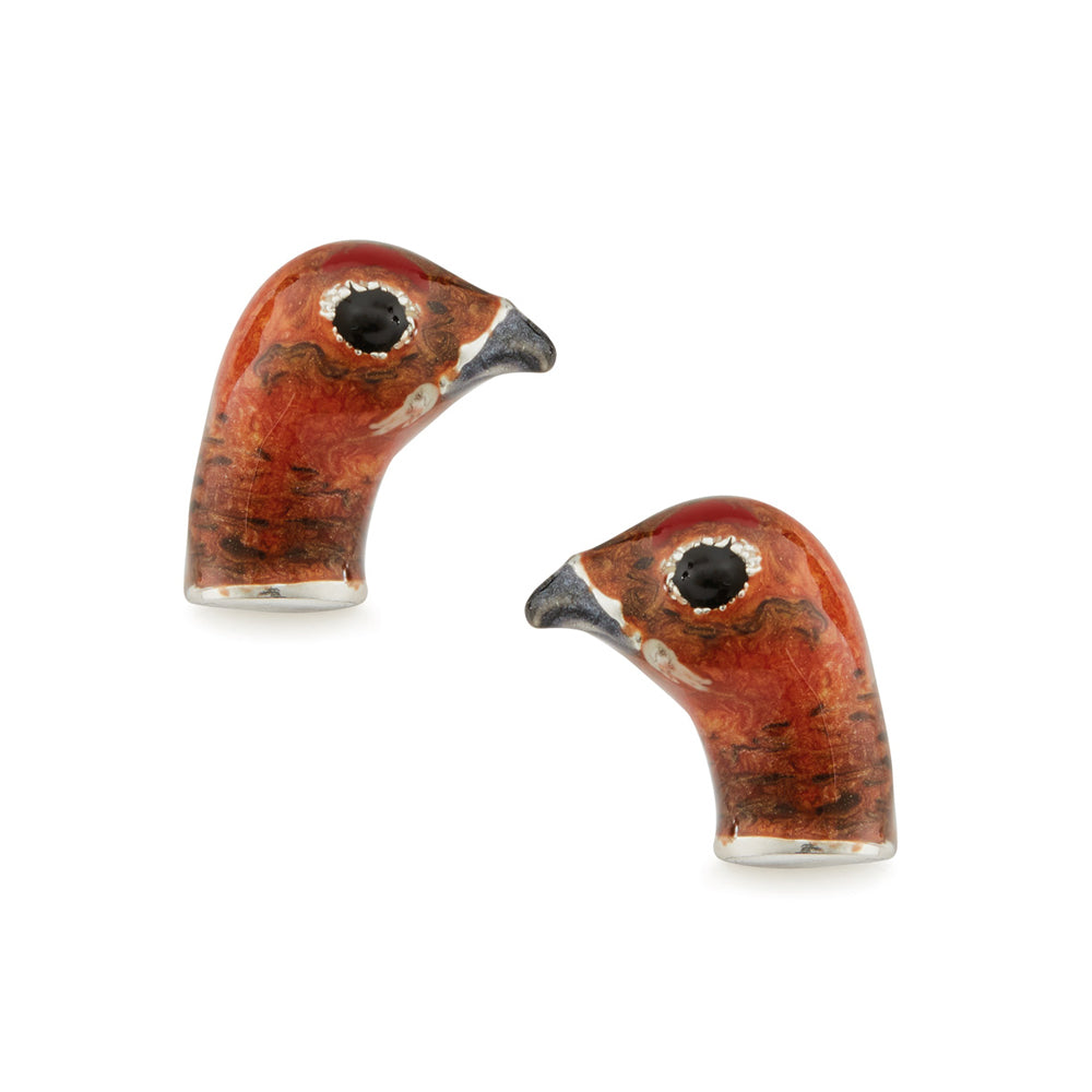 Saturno Silver & Enamelled Grouse Cufflinks