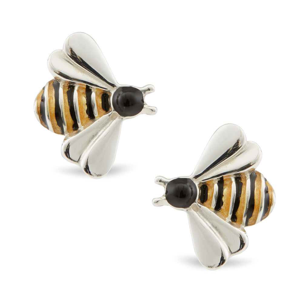 Saturno Silver & Enamelled Bee Cufflinks