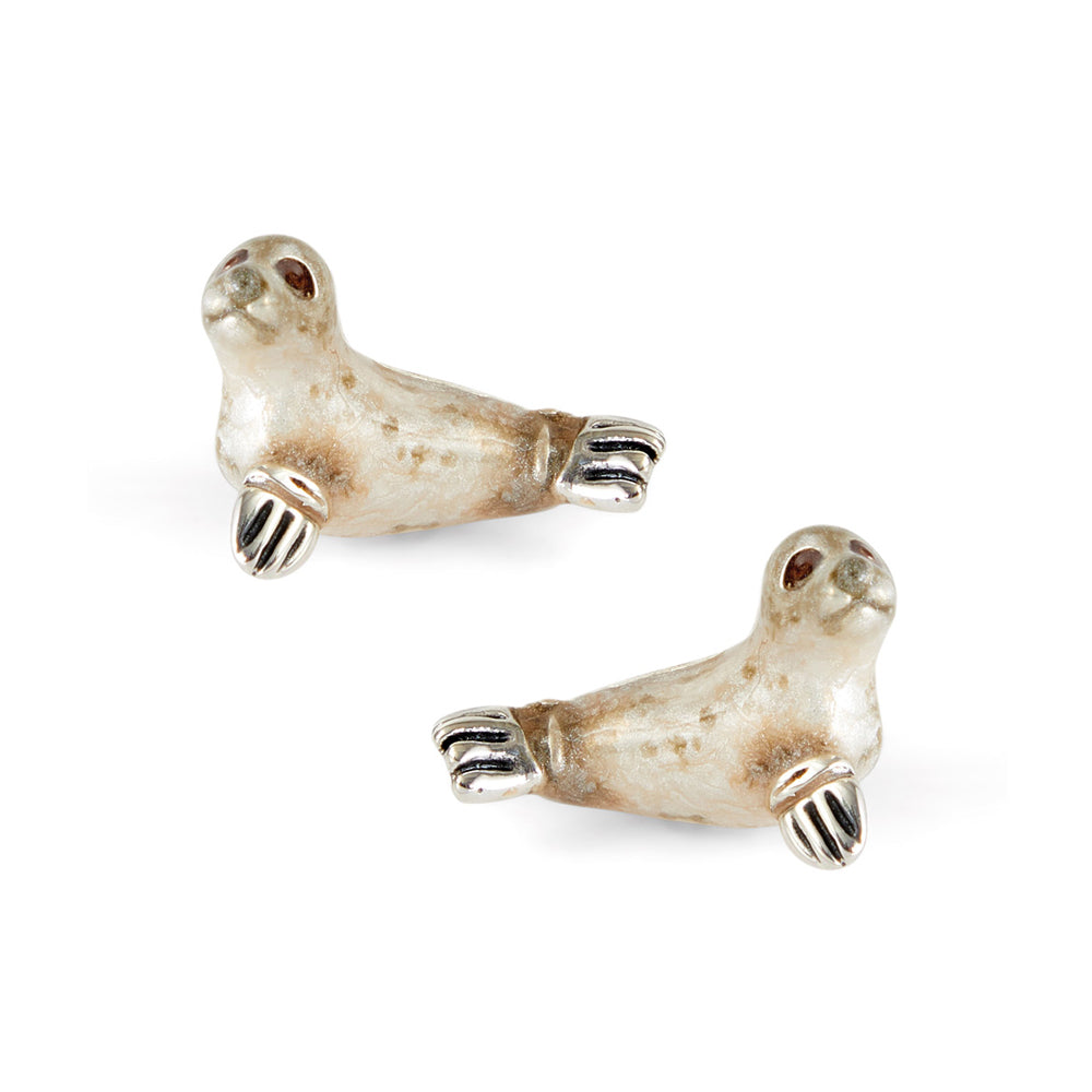 Saturno Silver & Enamelled Seal Cufflinks