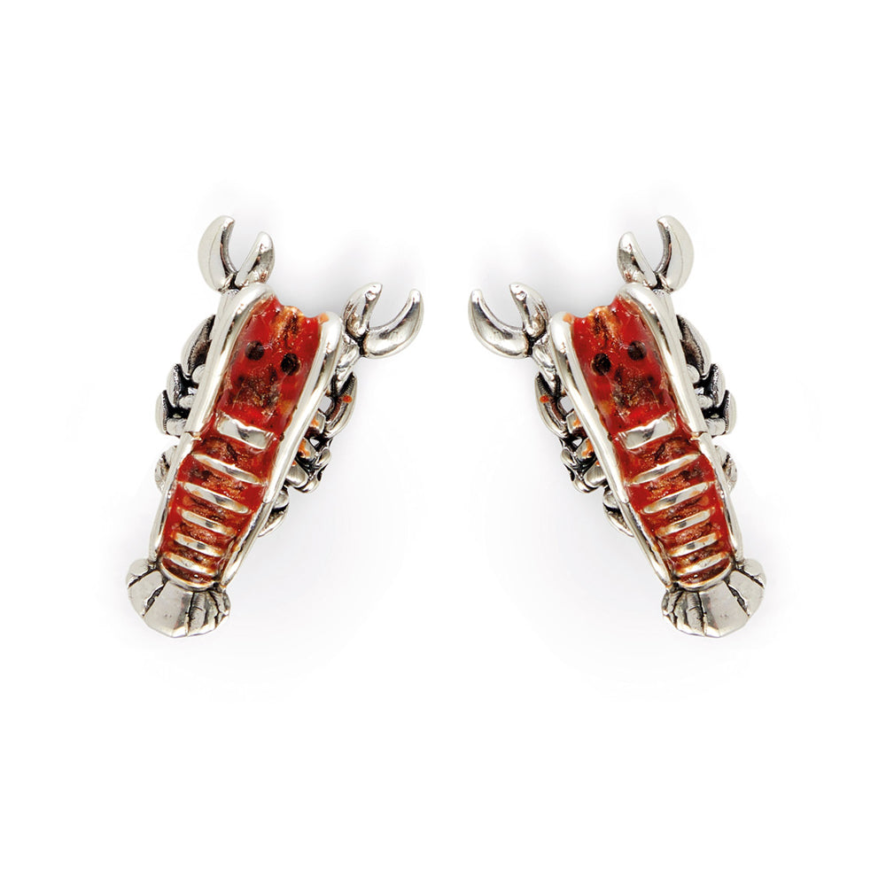 Saturno Silver & Enamelled Lobster Cufflinks