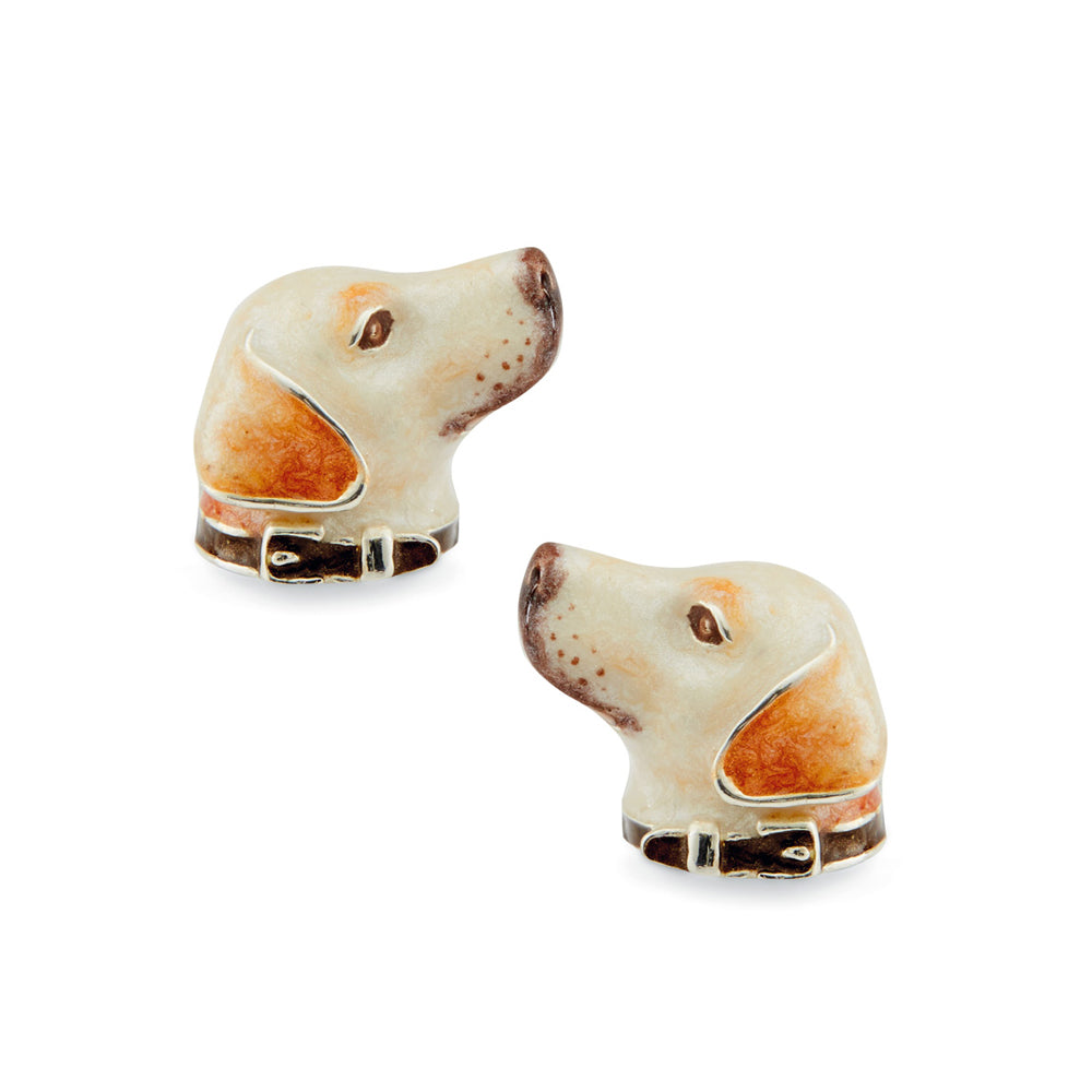Saturno Silver & Enamelled Labrador Cufflinks – Cream