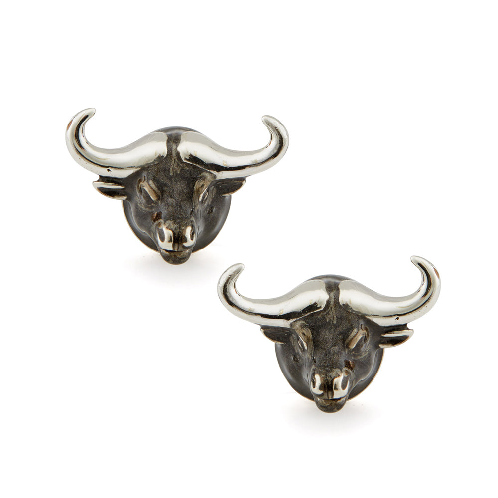 Saturno Silver & Enamelled Buffalo Cufflinks