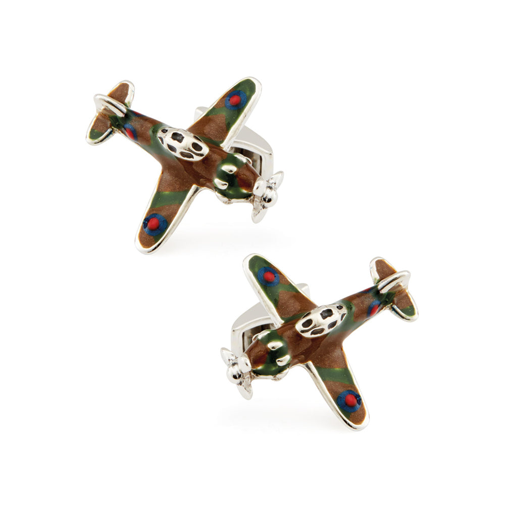 Saturno Silver & Enamelled Spitfire Cufflinks