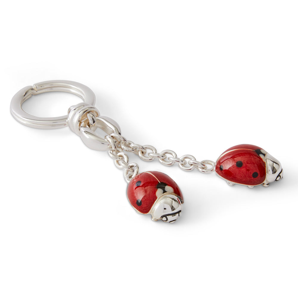 Saturno Silver & Enamelled Ladybirds Keyring