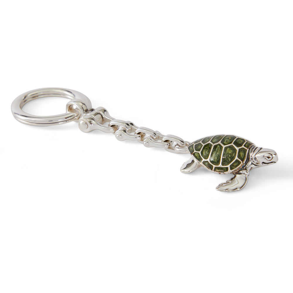 Saturno Silver & Enamelled Turtle Keyring