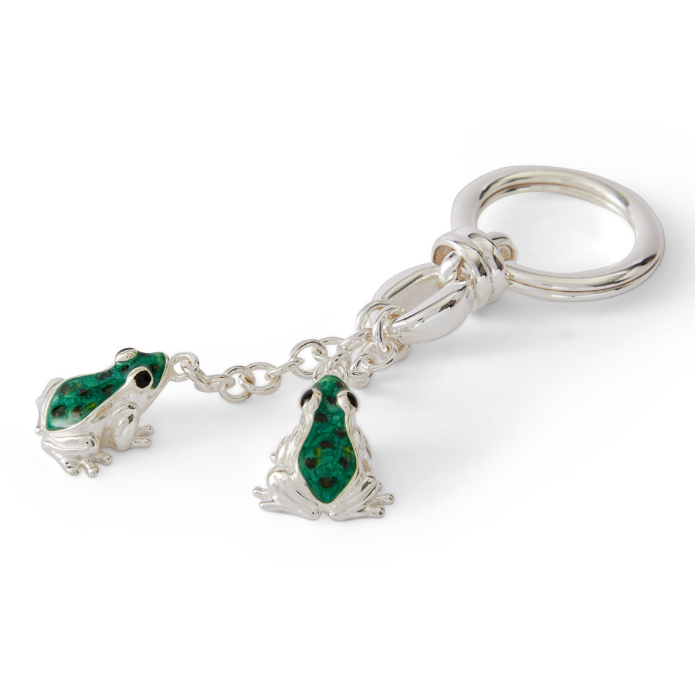 Saturno Silver & Enamelled Frogs Keyring