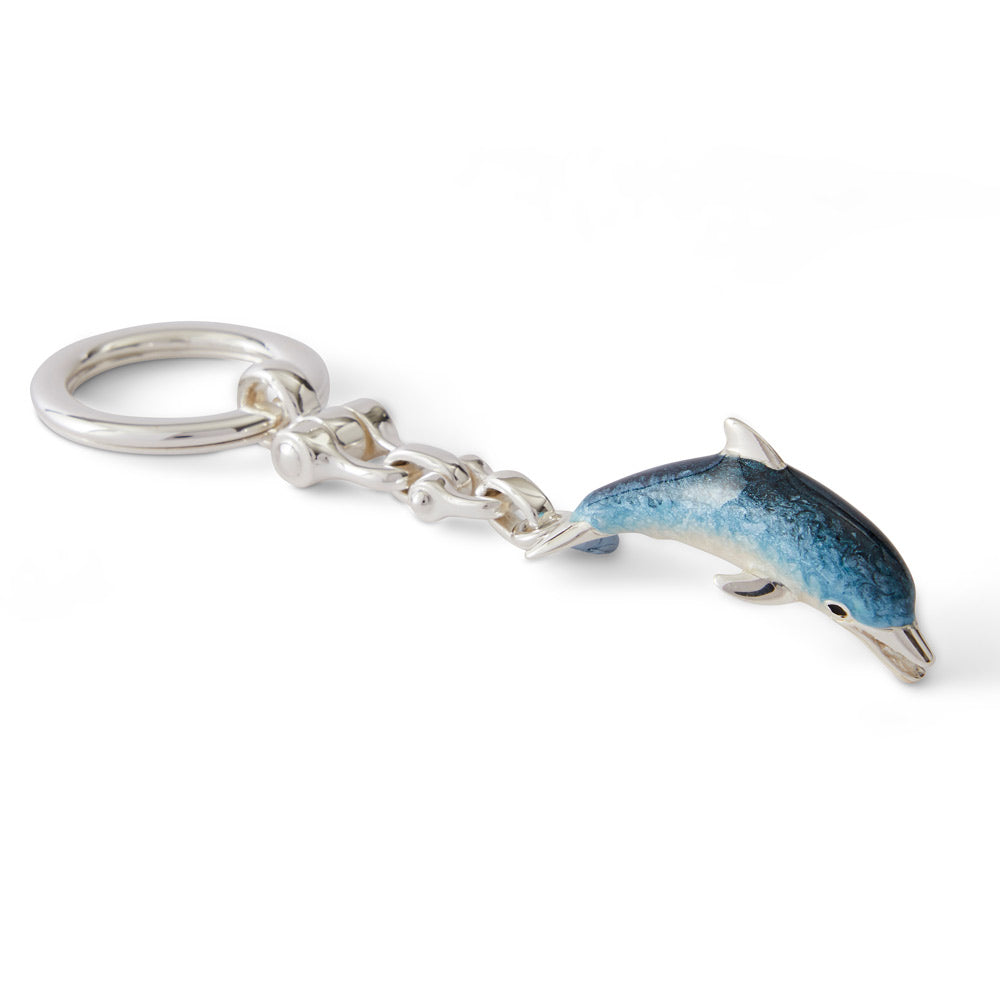 Saturno Silver & Enamelled Dolphin Keyring