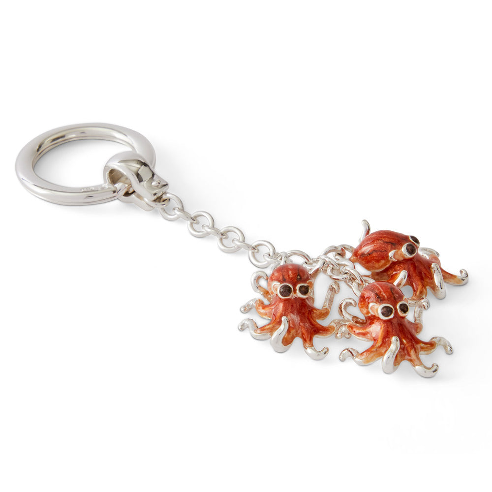 Saturno Silver & Enamelled Octopus Keyring