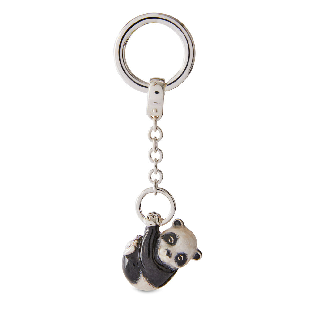 Saturno Silver & Enamelled Hanging Panda Keyring