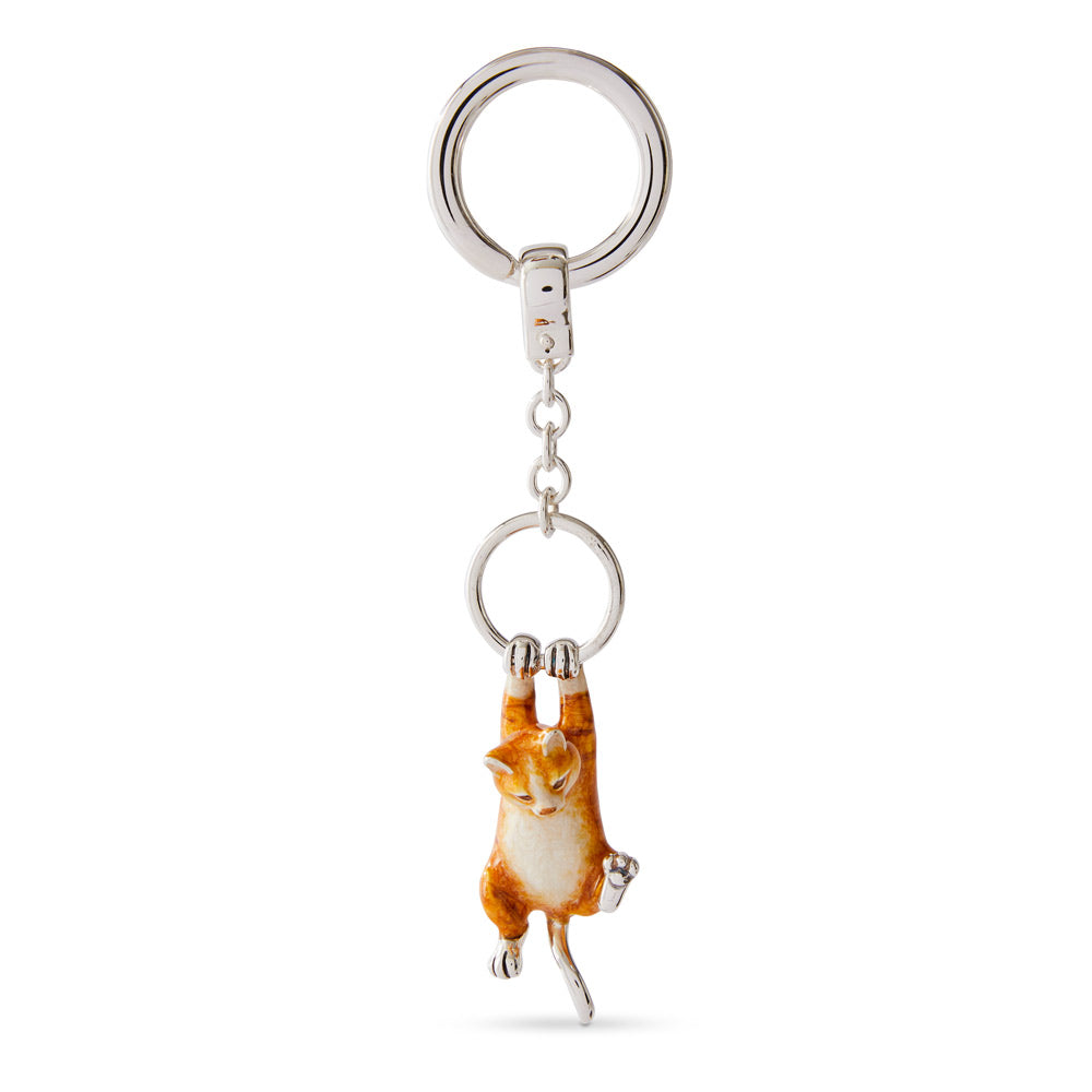 Saturno Silver & Enamelled Ginger Cat Keyring