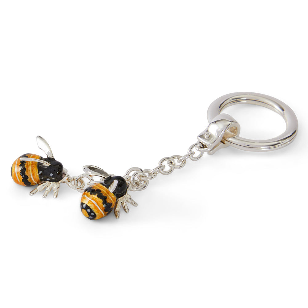 Saturno Silver & Enamelled Bee Keyring