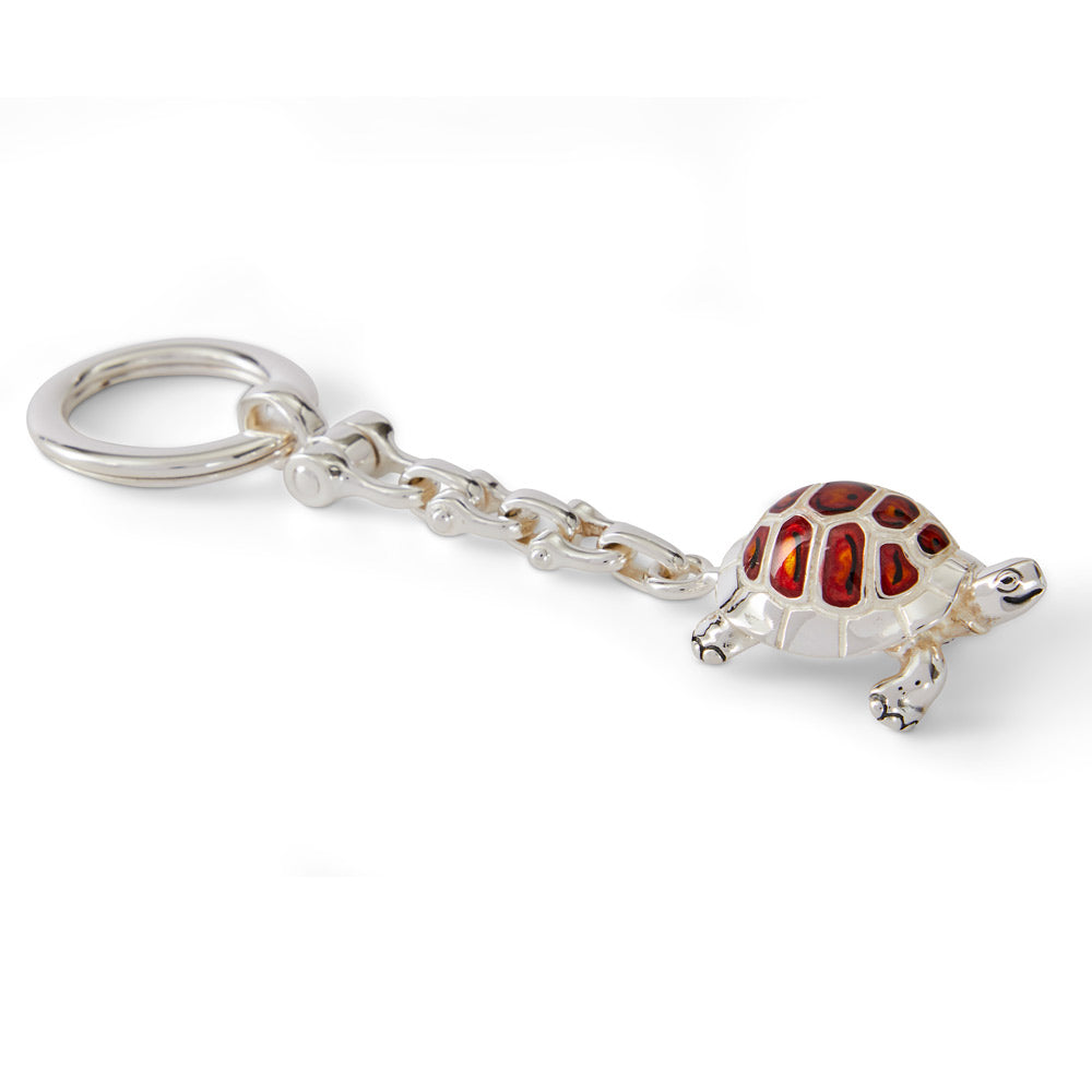 Saturno Silver & Enamelled Tortoise Keyring