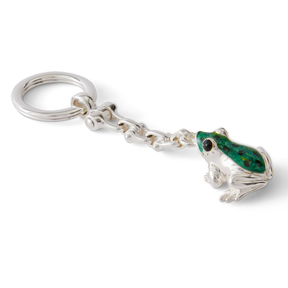 Saturno Silver & Enamelled Frog Keyring