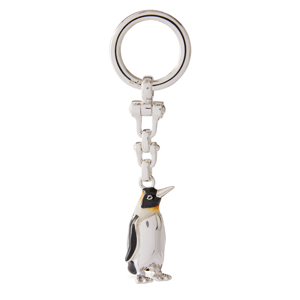 Saturno Silver & Enamelled Penguin Keyring
