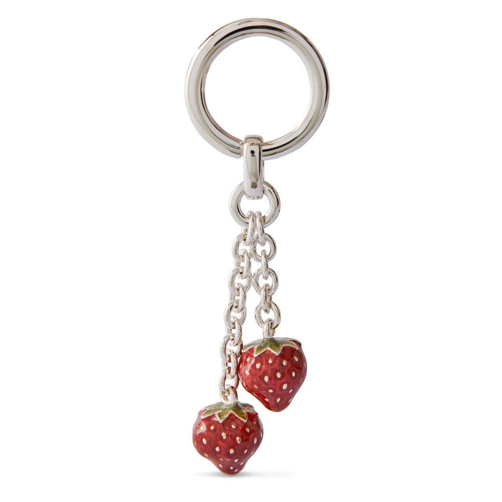 Saturno Silver & Enamelled Strawberries Keyring