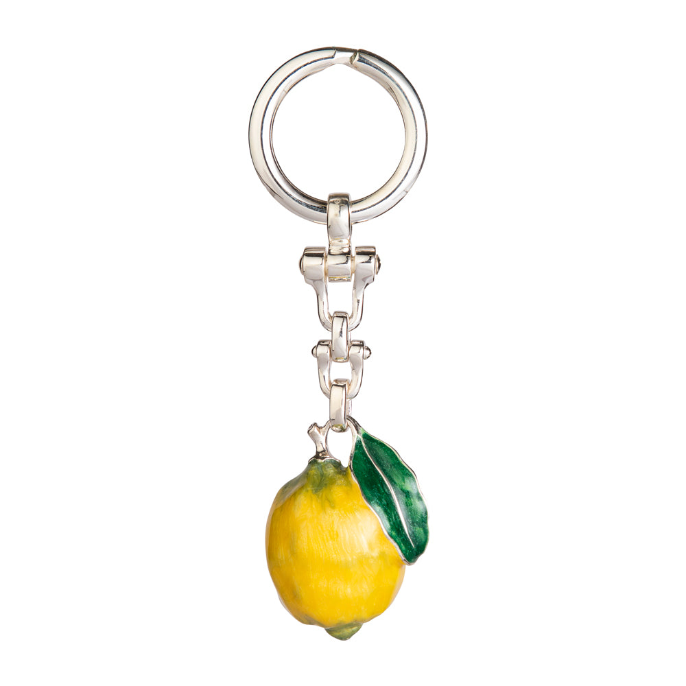 Saturno Silver & Enamelled Key Ring Lemon