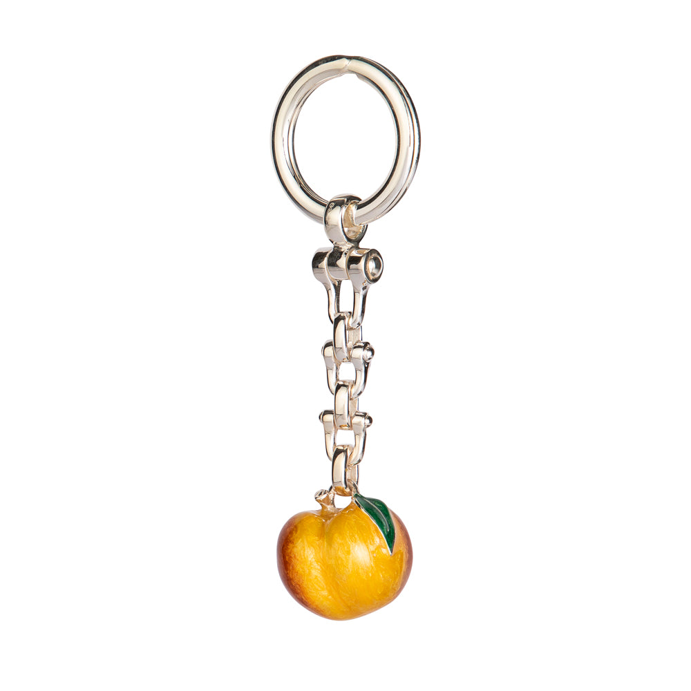 Saturno Silver & Enamelled Key Ring Peach