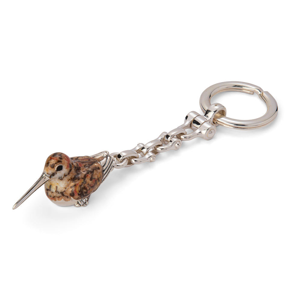 Saturno Silver & Enamelled Key Ring Woodcock