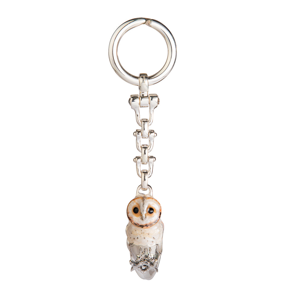 Saturno Silver & Enamelled Key Ring Owl
