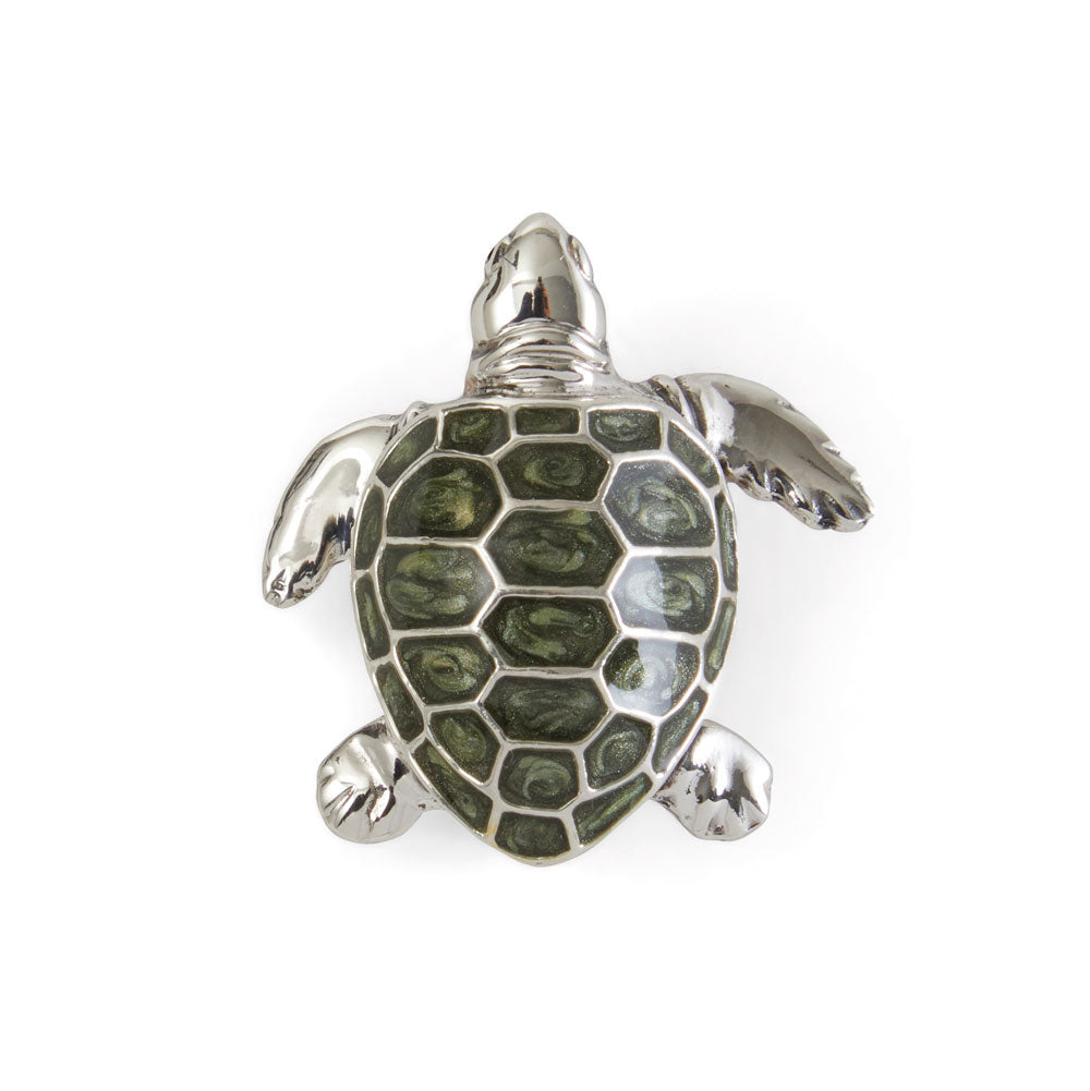 Saturno Silver & Enamelled Turtle Brooch