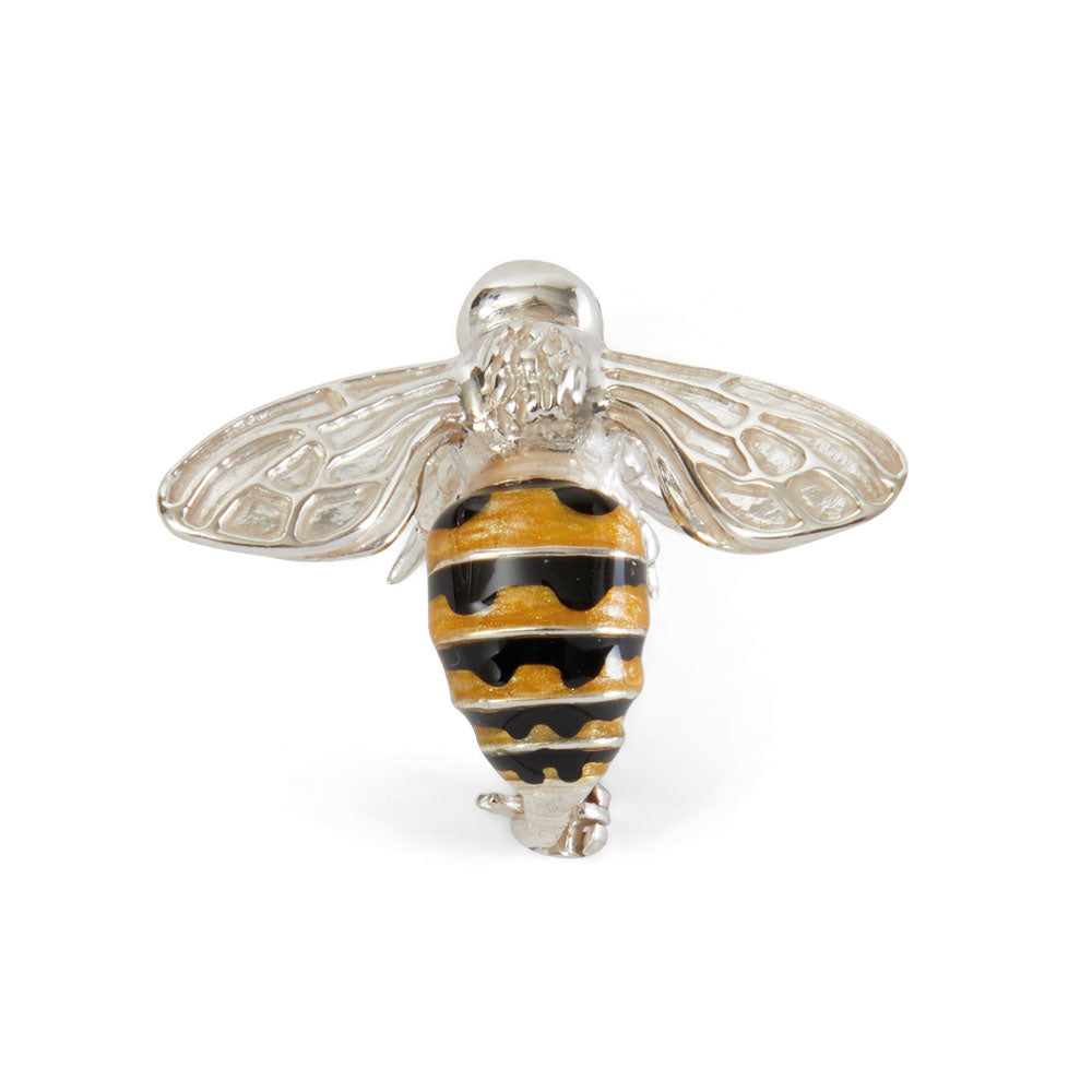 Saturno Silver & Enamelled Honey Bee Brooch
