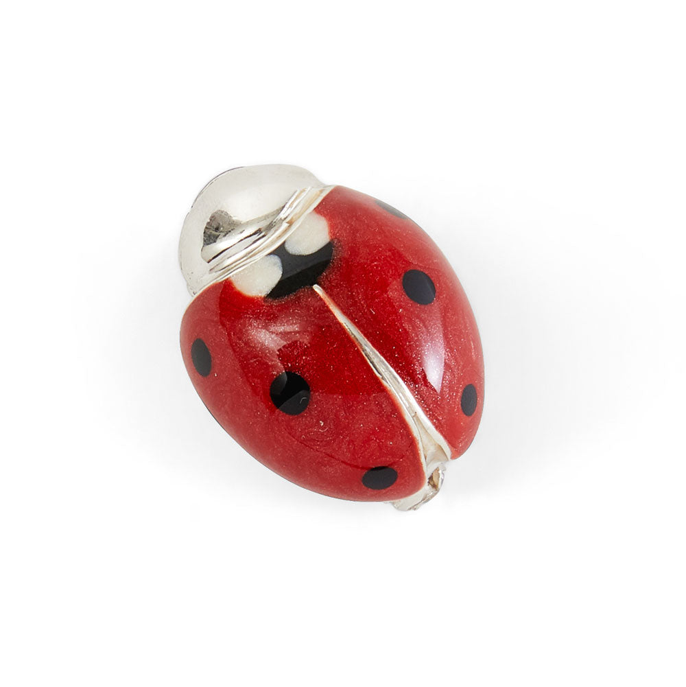 Saturno Silver & Enamelled Ladybird Brooch