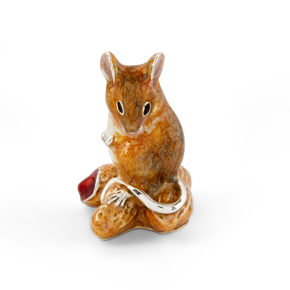 Saturno Silver & Enamelled Mouse with Peanut