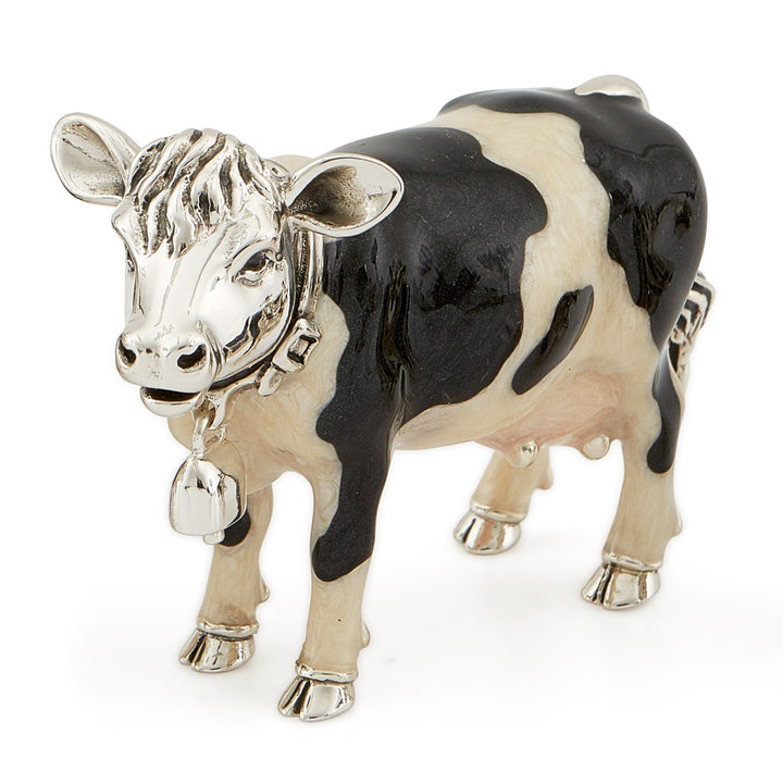 Saturno Silver & Enamelled Black and White Cow