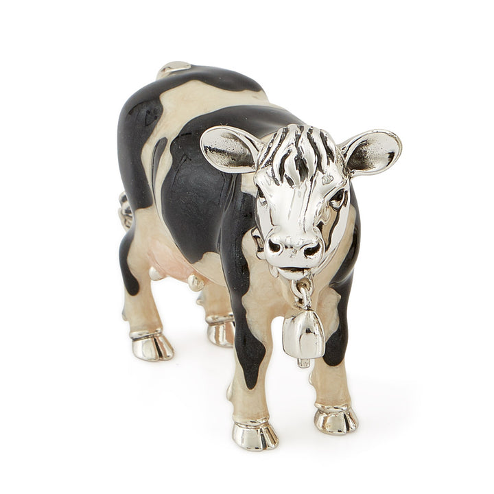 Saturno Silver & Enamelled Black and White Cow