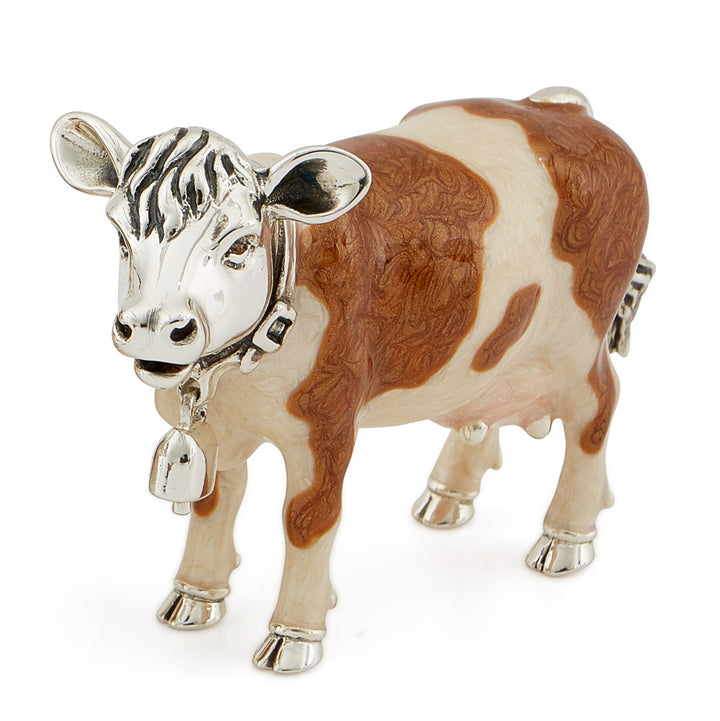 Saturno Silver & Enamelled Cow - Brown