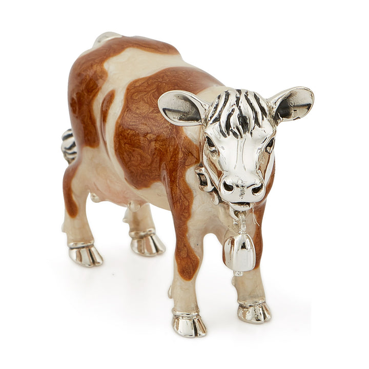 Saturno Silver & Enamelled Cow - Brown
