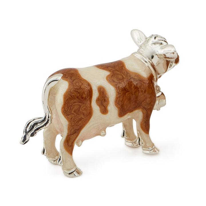 Saturno Silver & Enamelled Cow - Brown