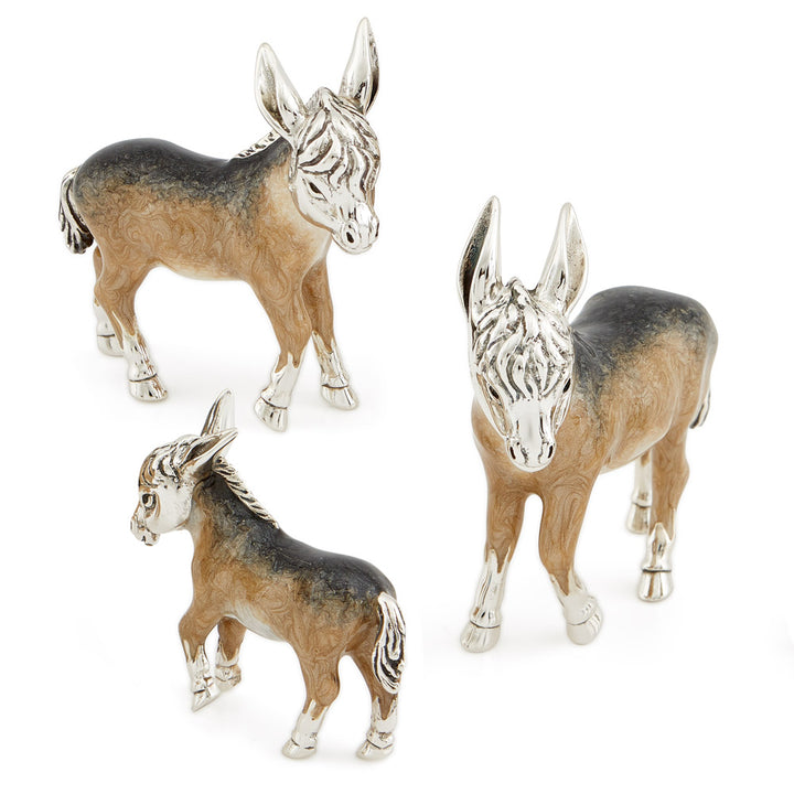 Saturno Silver & Enamelled Donkey Family