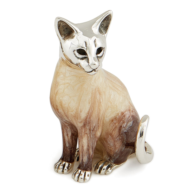 Saturno Silver & Enamelled Siamese Cat Couple