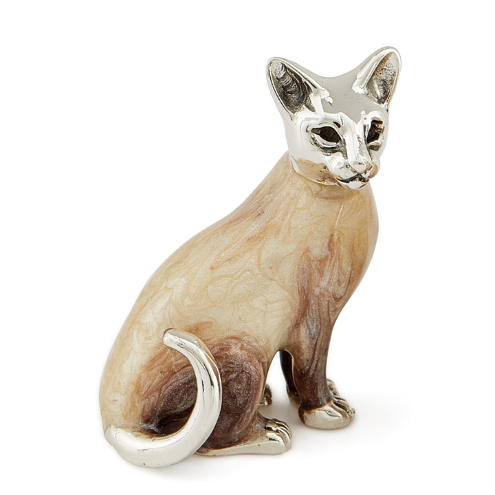 Saturno Silver & Enamelled Siamese Cat Couple