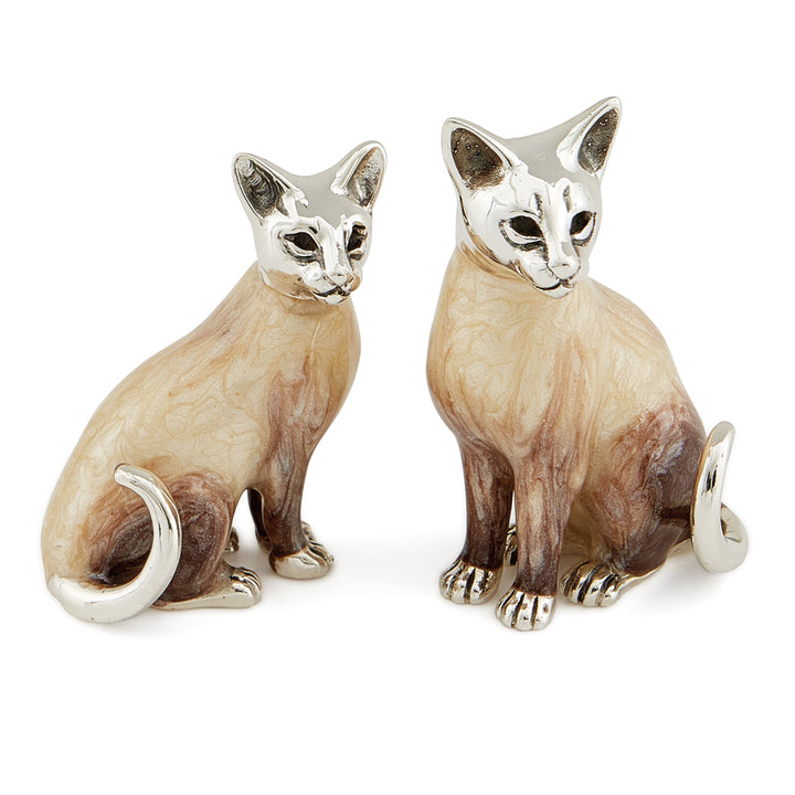 Saturno Silver & Enamelled Siamese Cat Couple