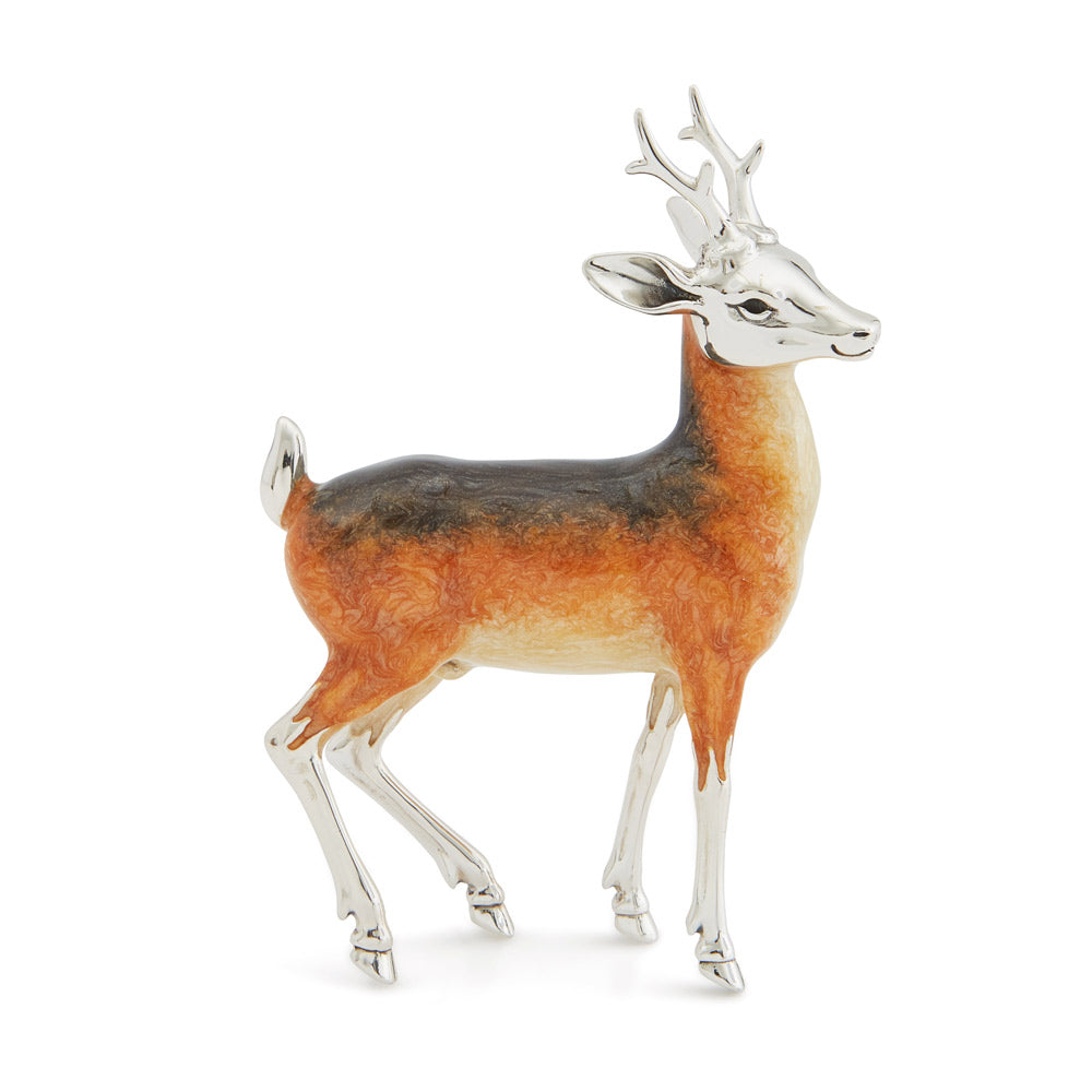 Saturno Silver & Enamelled Roe Deer