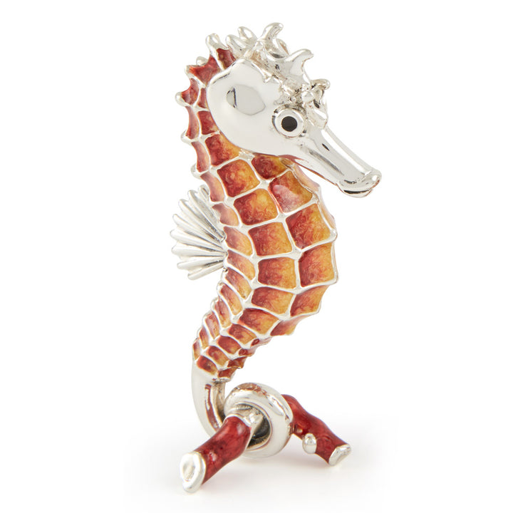 Saturno Silver & Enamelled Red Sea Horse Family