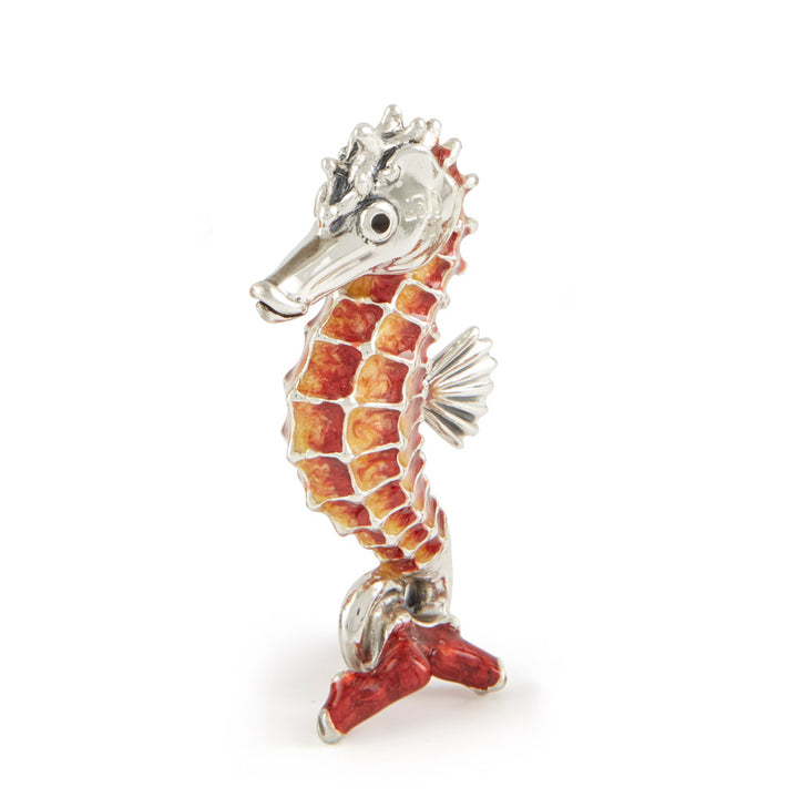 Saturno Silver & Enamelled Red Sea Horse Family