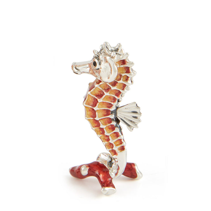 Saturno Silver & Enamelled Red Sea Horse Family
