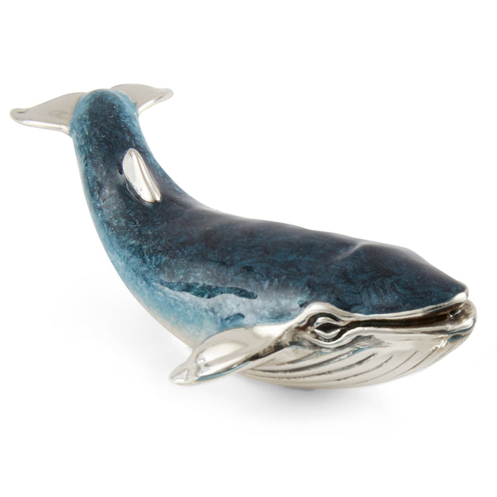 Saturno Silver & Enamelled Blue Whale Family