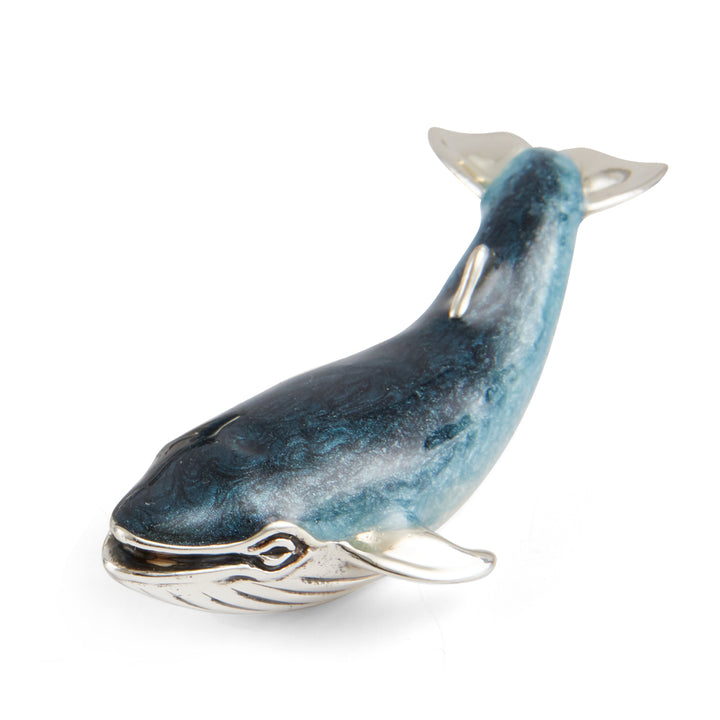 Saturno Silver & Enamelled Blue Whale Family