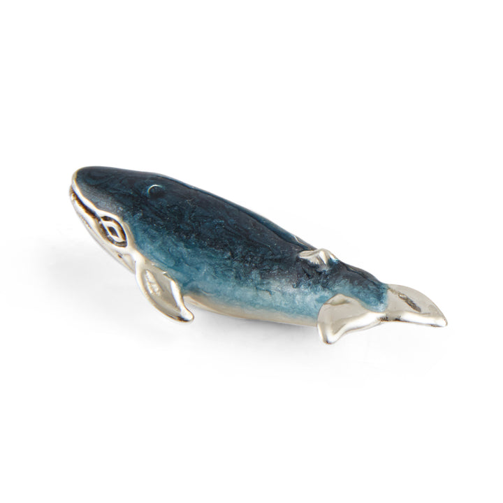 Saturno Silver & Enamelled Blue Whale Family
