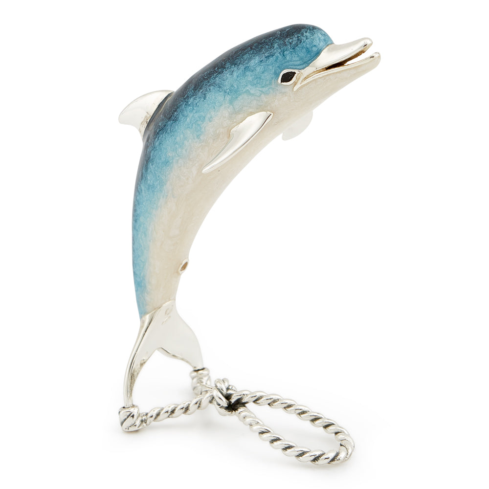 Saturno Silver & Enamelled Dolphin on a Rope – Large