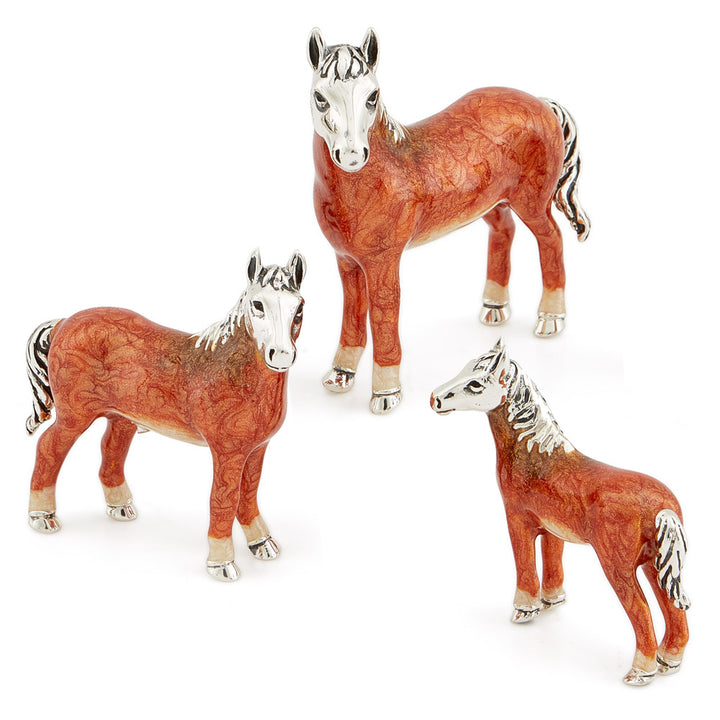Saturno Silver & Enamelled Horse Standing – Light Brown