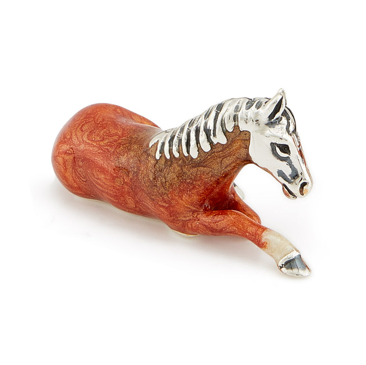 Saturno Silver & Enamelled Horse – Light Brown