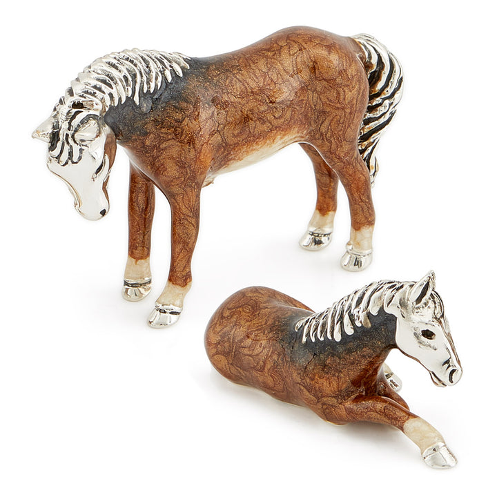 Saturno Silver & Enamelled Horse - Dark Brown